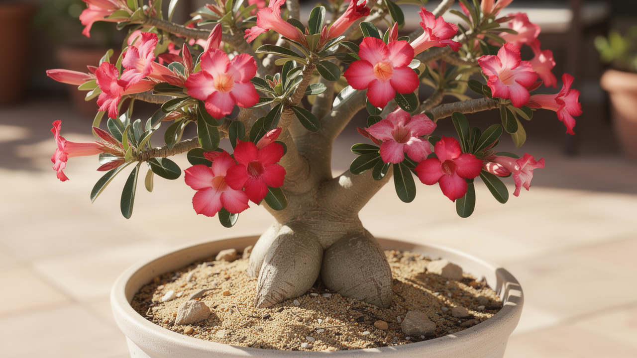 Tem um jeito simples que faz a rosa do deserto flores abrir muito mais e quase ninguém usa no cultivo