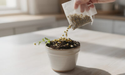 Um simples sachê de camomila pode virar o começo do seu vaso mais bonito e perfumado em casa