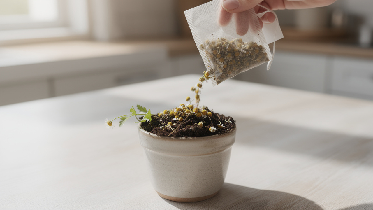 Um simples sachê de camomila pode virar o começo do seu vaso mais bonito e perfumado em casa