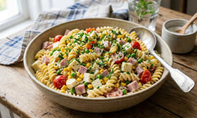 Essa salada de macarrão fica cremosa, leve e perfeita para servir bem geladinha
