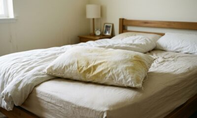 Troquei a fronha toda semana e o travesseiro continuava amarelado, até entender o que estava acontecendo