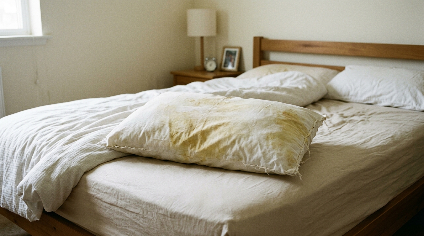 Troquei a fronha toda semana e o travesseiro continuava amarelado, até entender o que estava acontecendo