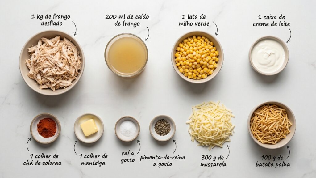 Misture frango desfiado, milho e creme de leite e faça um fricassê cremoso e irresistível para o jantar