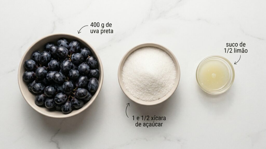 Essa geleia de uva com 3 ingredientes fica pronta em poucos minutos e combina com pão, torrada e queijo