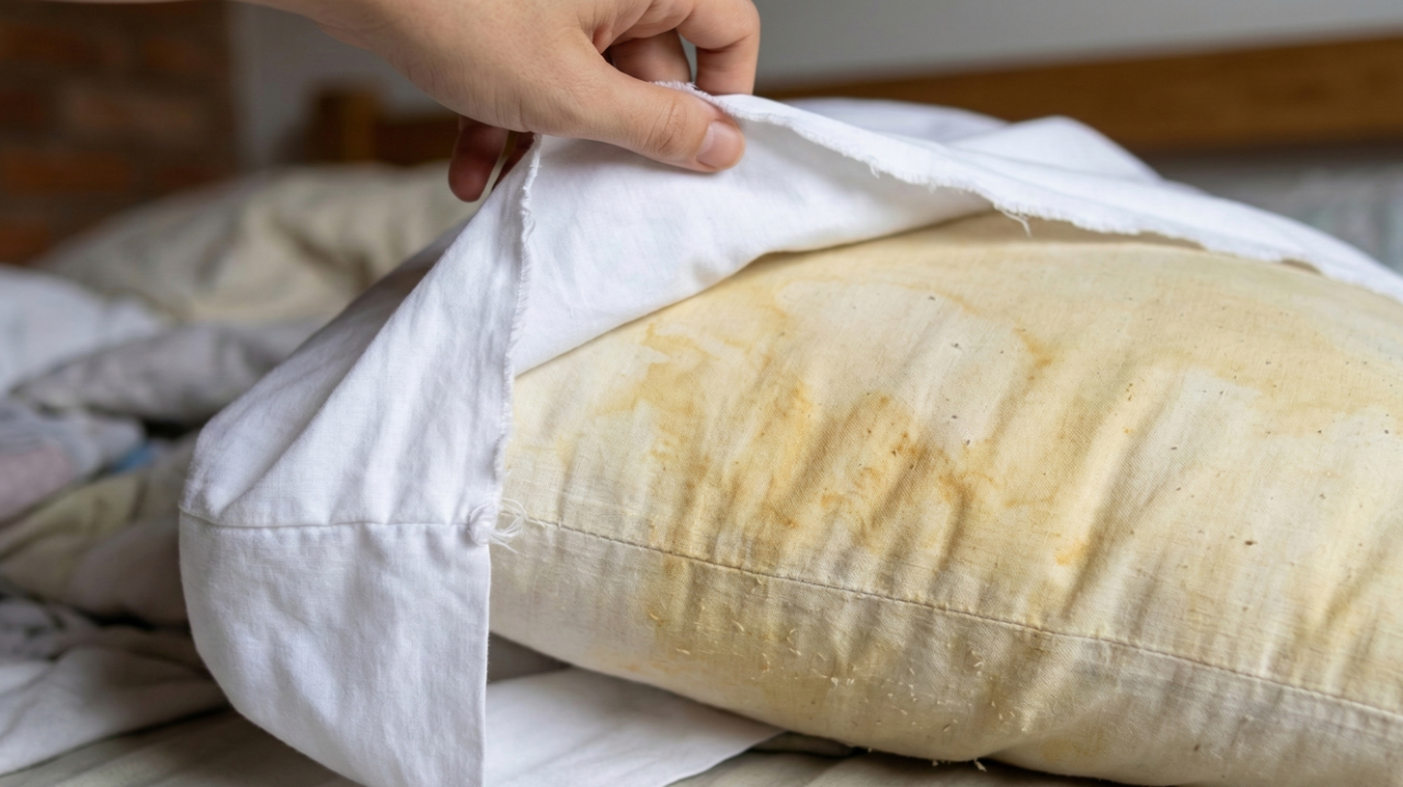 O que significa quando o travesseiro fica amarelado mesmo com a fronha sempre limpa