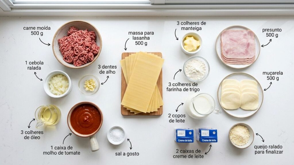 Aqui em casa essa lasanha de carne moída com molho branco desaparece da travessa rapidinho