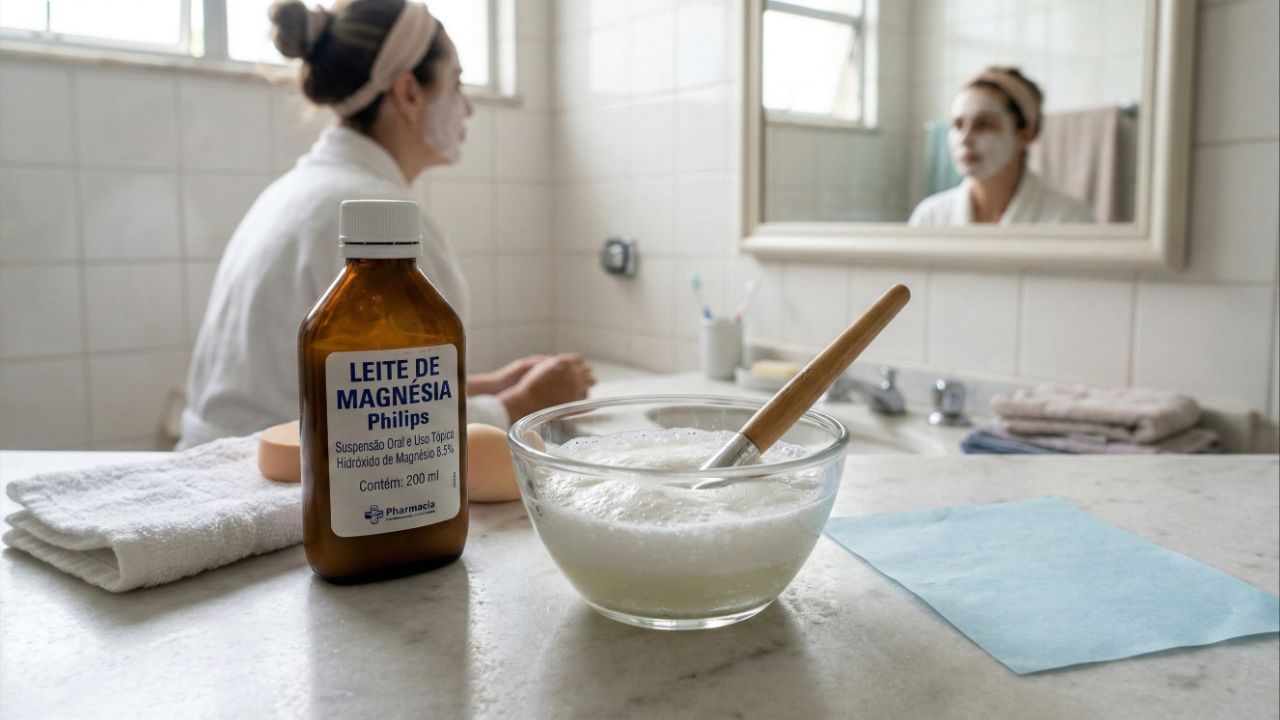 Misturinha para clarear manchas e reduzir oleosidade com clara de ovo e leite de magnésia