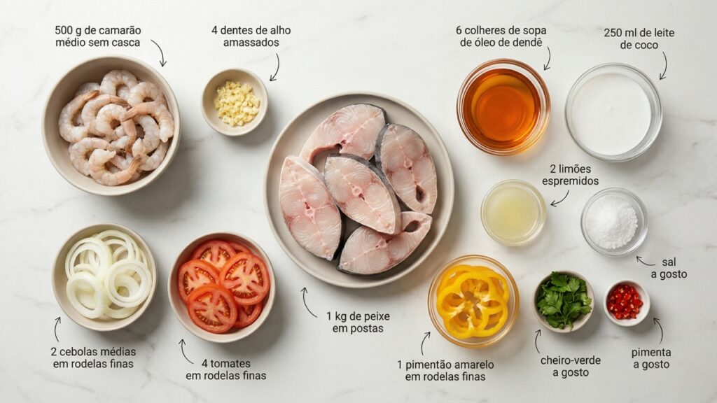 Essa moqueca de peixe e camarão leva caldo cremoso e ingredientes simples que deixam tudo mais gostoso