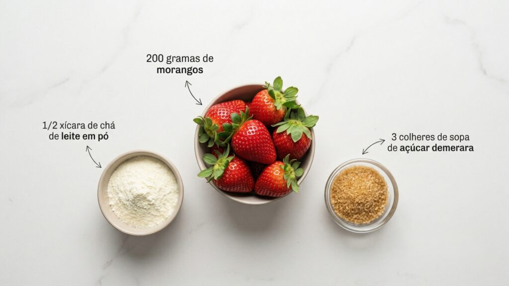 Bata morango congelado e leite em pó e faça uma mousse fit cremosa em poucos minutos