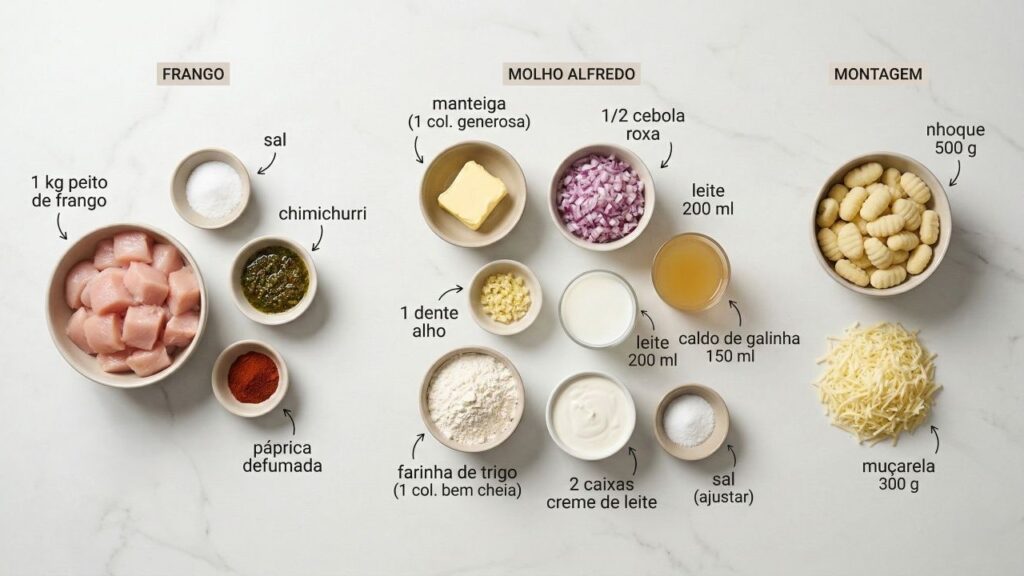 Aqui em casa esse nhoque com frango ao molho alfredo some da travessa antes mesmo de esfriar