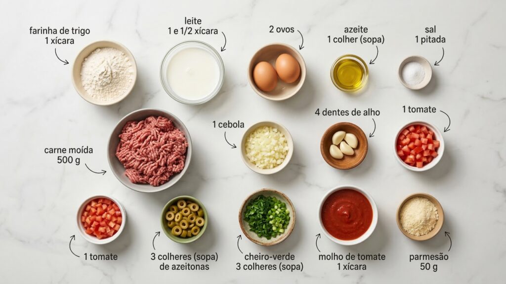 Misture ovos, leite e farinha e faça uma panqueca de carne moída bem recheada perfeita para o jantar