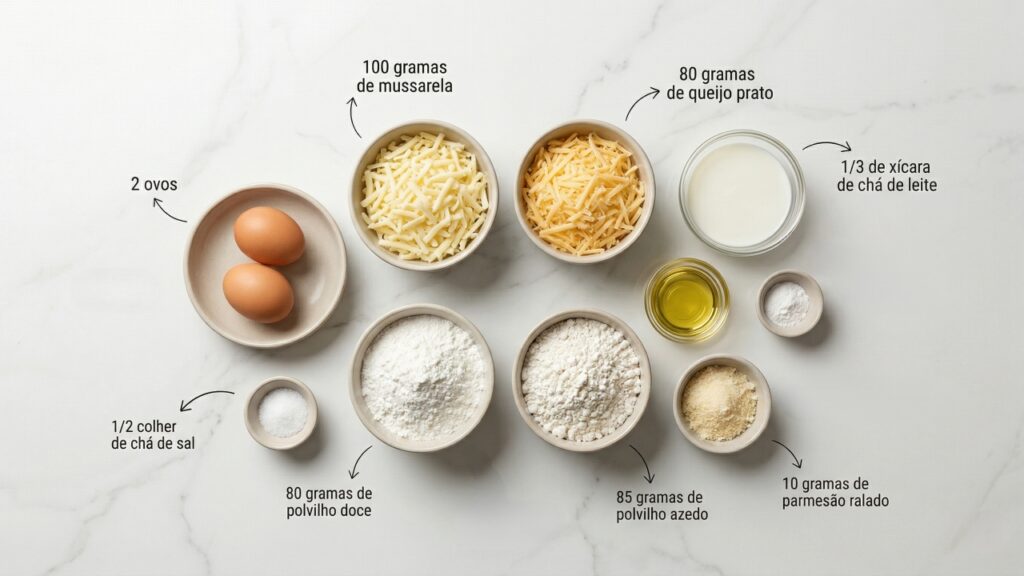 Misture polvilho doce e azedo e prepare um bolo pão de queijo leve na air fryer