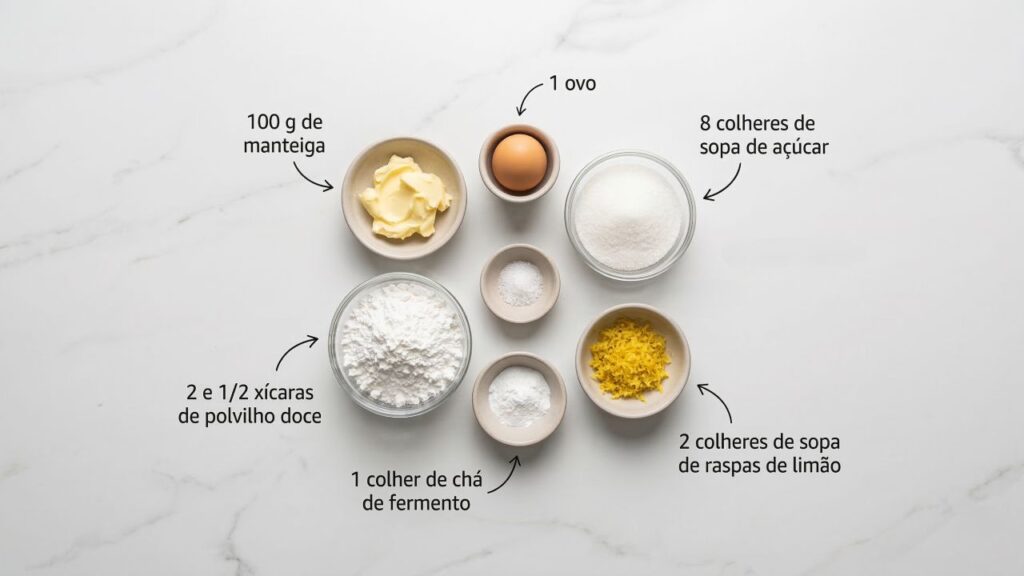 Misture manteiga, polvilho doce e raspas de limão e faça um sequilho que derrete na boca