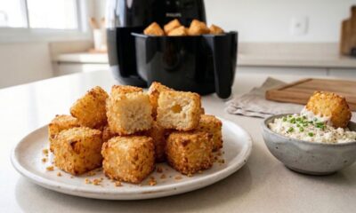Esse snack de tapioca na airfryer é feito com apenas 3 ingredientes e é perfeito para o lanche da tarde