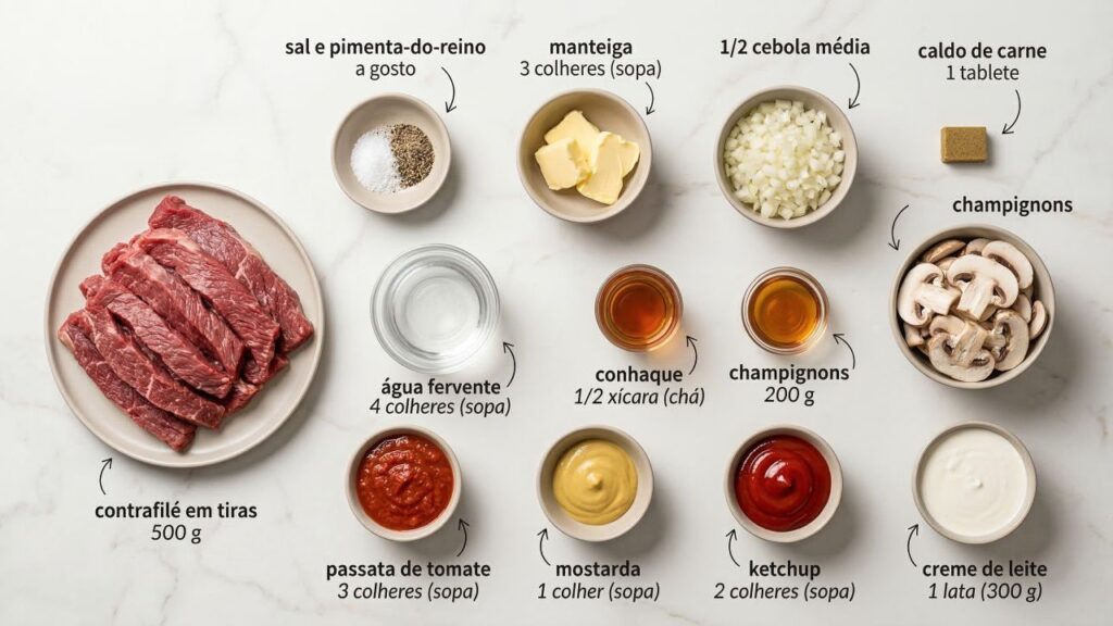 Refogue contrafilé, cebola e champignon na ordem certa e tenha um strogonoff de carne cremoso feito em uma única panela