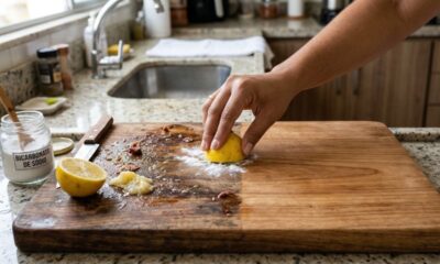 Deixe sua tabua de corte como nova usando apenas 3 ingredientes simples que você tem na sua cozinha