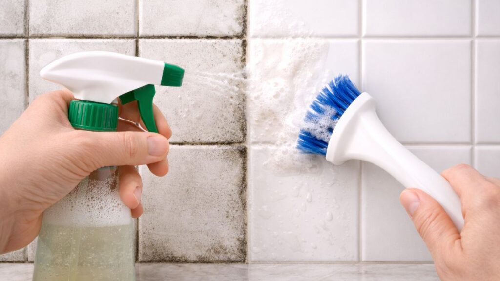Mistura caseira para tirar mofo, limo e bolor do banheiro usando apenas dois ingredientes simples