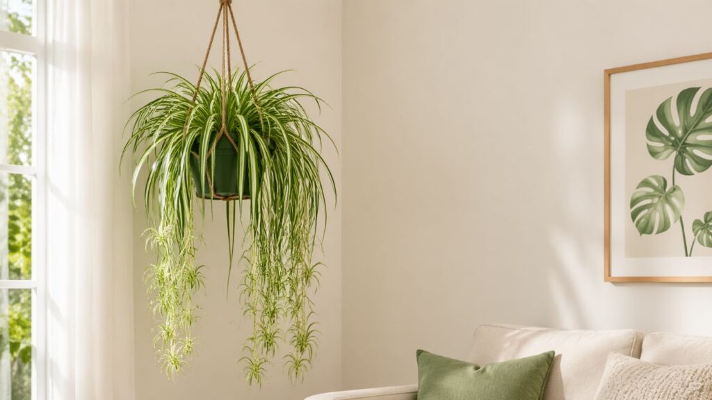 Como usar a planta clorofito na decoração para transformar cantos difíceis em pontos de destaque