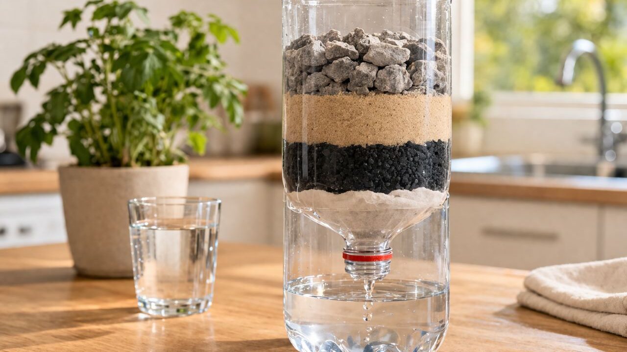 Como fazer um filtro de água caseiro com passo a passo simples e resultado eficiente usando materiais básicos