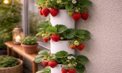 Jeito mais fácil de plantar morangos doces em canos de PVC com sucesso e colher mesmo em pouco espaço