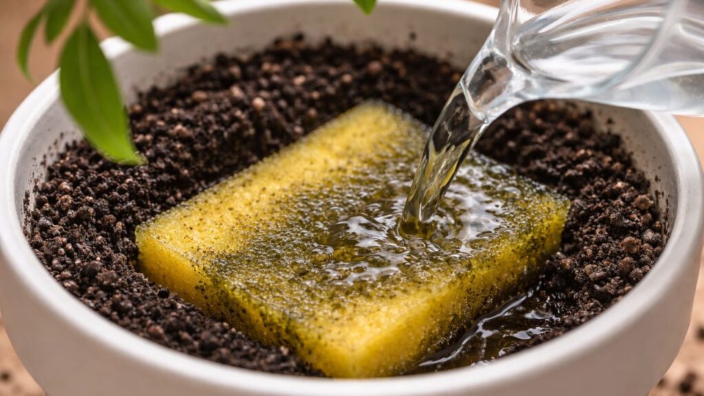 Este truque da esponja que mantém suas plantas hidratadas por 15 dias de verdade