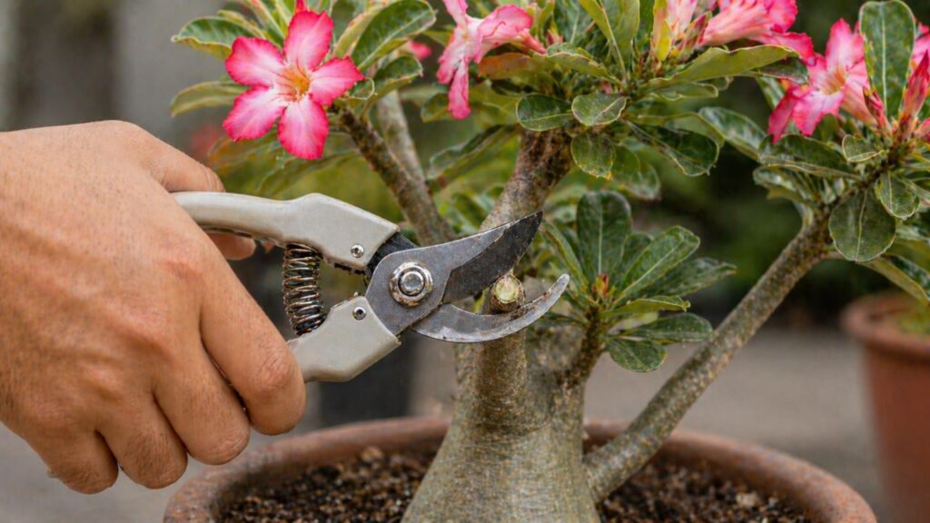 Quando podar rosa do deserto sem prejudicar a planta e garantir uma floração mais intensa