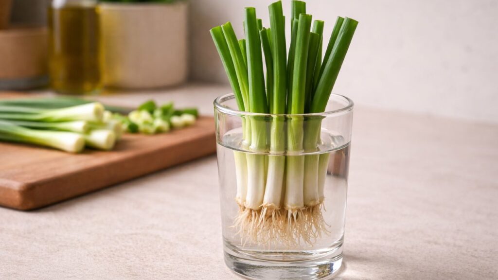 Como plantar cebolinha na água e nunca mais precisar comprar com um método simples que funciona de verdade