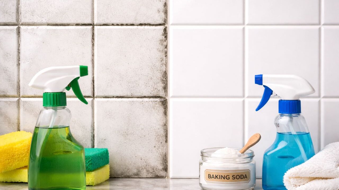 Mistura caseira para tirar mofo, limo e bolor do banheiro usando apenas dois ingredientes simples