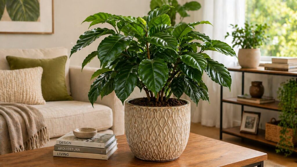 Café-de-salão chama atenção pela folhagem densa e elegante que valoriza qualquer ambiente