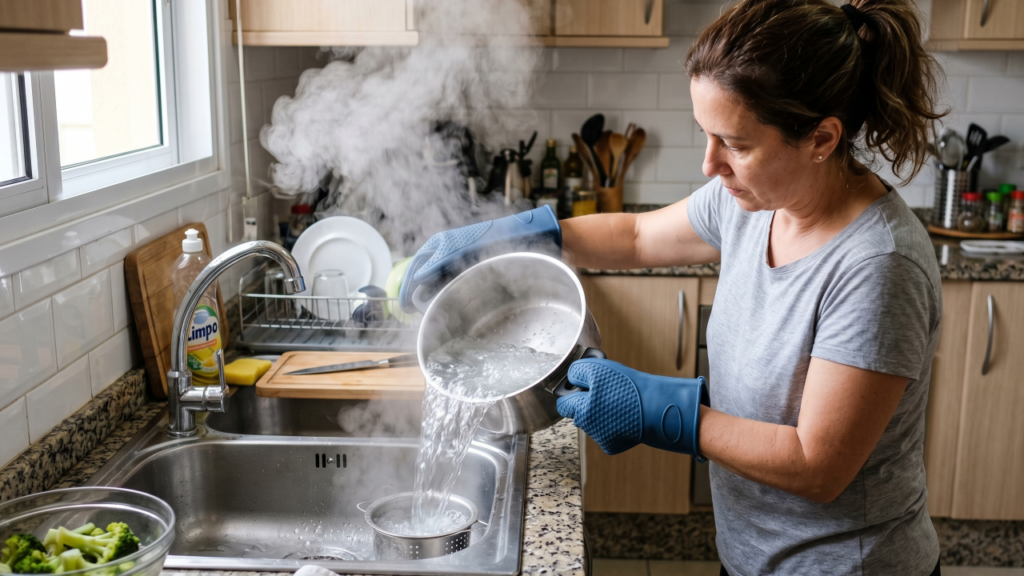 Jogar água fervente na pia e no vaso sanitário parece inofensivo, mas pode sair caro
