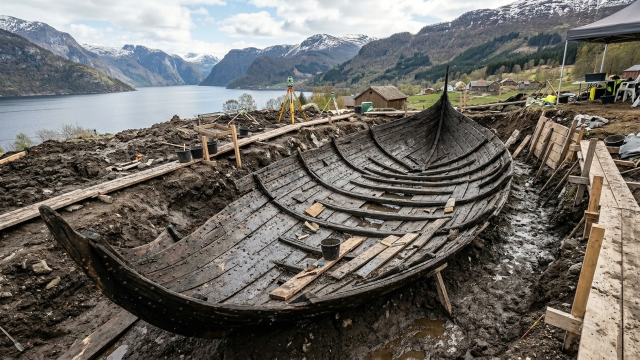 Arqueólogos encontraram um navio enterrado na Noruega. Ele é mais antigo que os vikings