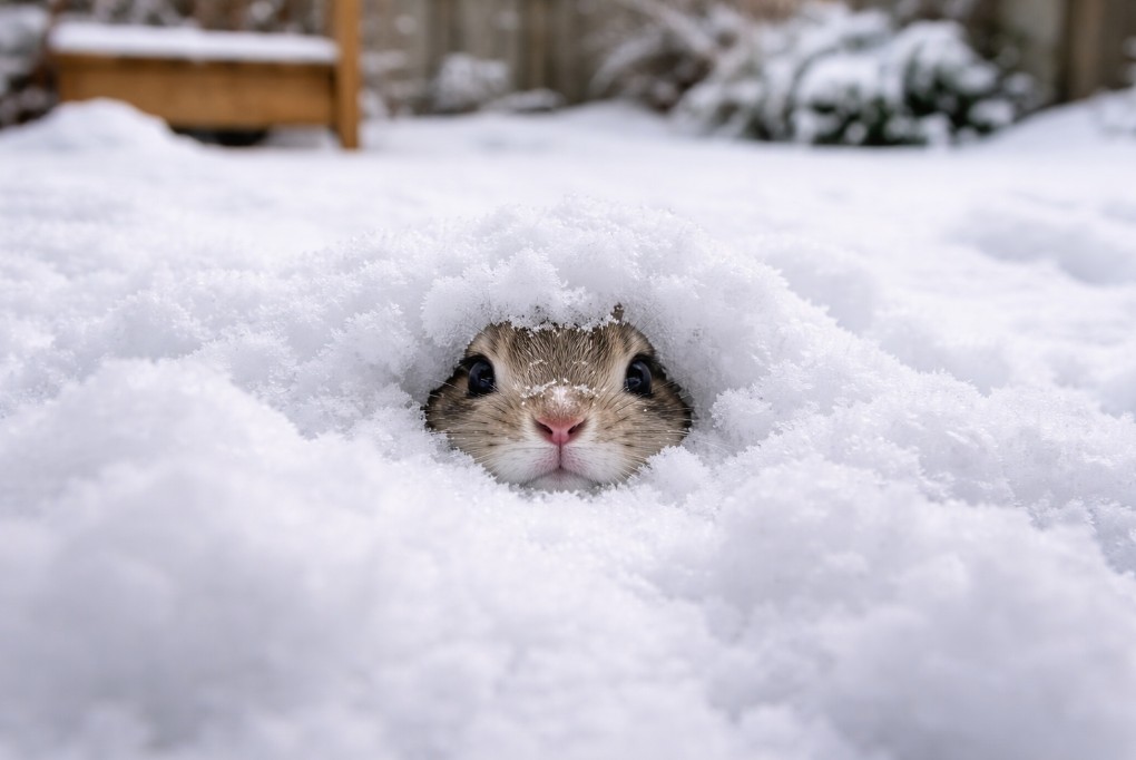 Essa coisa na neve parece uma pedra até você ver suas orelhas