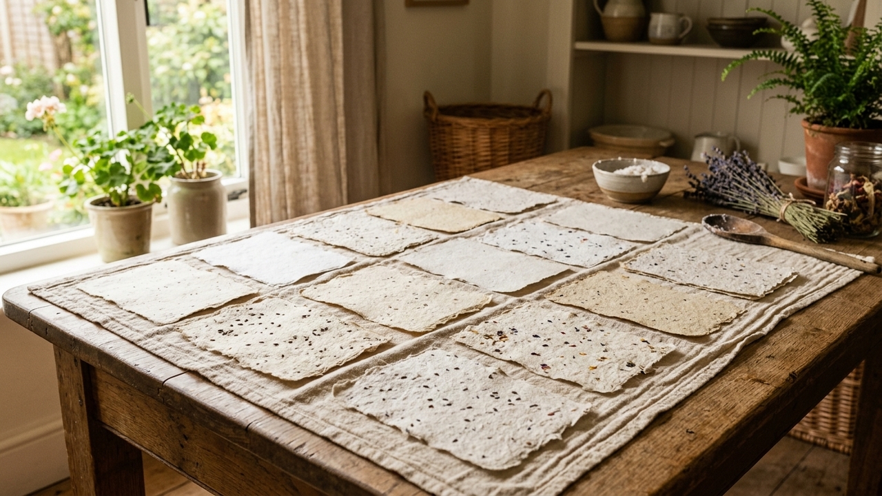 Faça em casa um papel reciclado lindo e artesanal com sementes e um acabamento que encanta