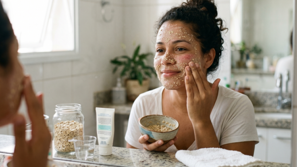 O cuidado com aveia que pode deixar a pele seca do rosto mais confortável sem complicar sua rotina diária