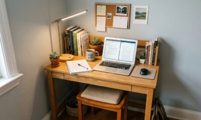 Esse modelo de bancada ajuda a estudar melhor sem ocupar demais o quarto