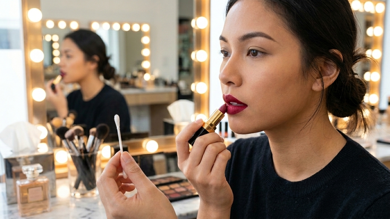 O truque inteligente com um cotonete para uma aplicação perfeita de batom nos lábios