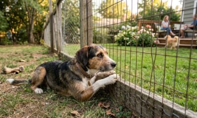 Cachorro carente rasteja todos os dias sob a cerca dos vizinhos em busca de carinho
