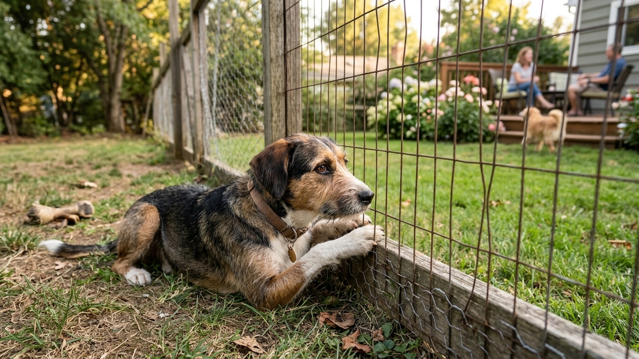 Cachorro carente rasteja todos os dias sob a cerca dos vizinhos em busca de carinho