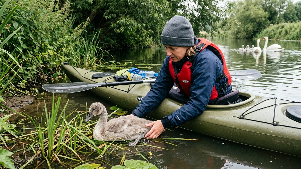 Caiaquista encontra filhote ferido e ouve um rosnado assustador