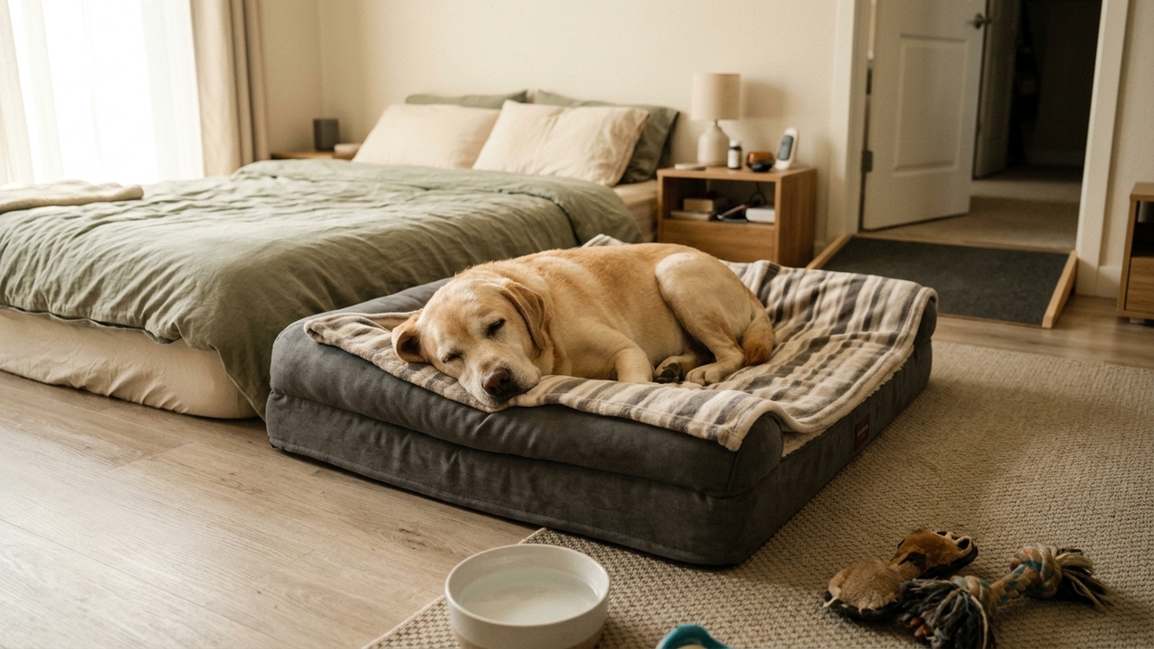 Sydney mostra na prática como o cuidado com cão idoso transforma a rotina da família