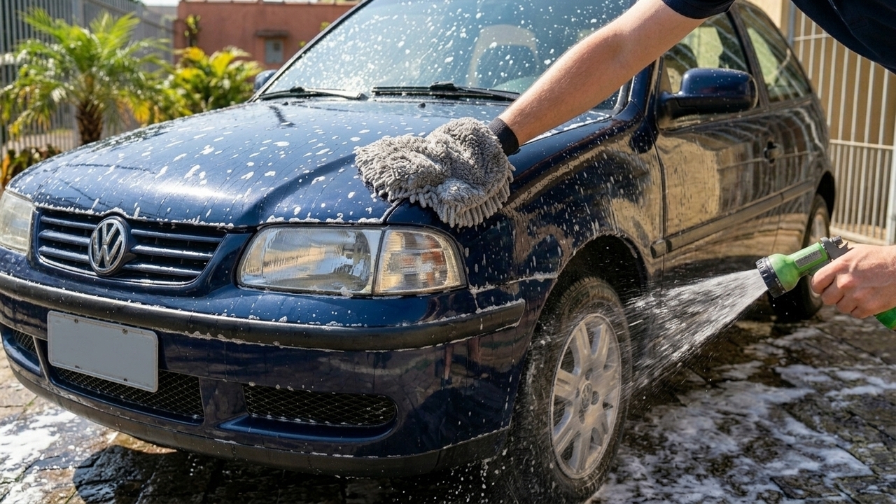 Técnicas simples ajudam a lavar o carro do jeito certo sem gerar marcas visíveis ao sol