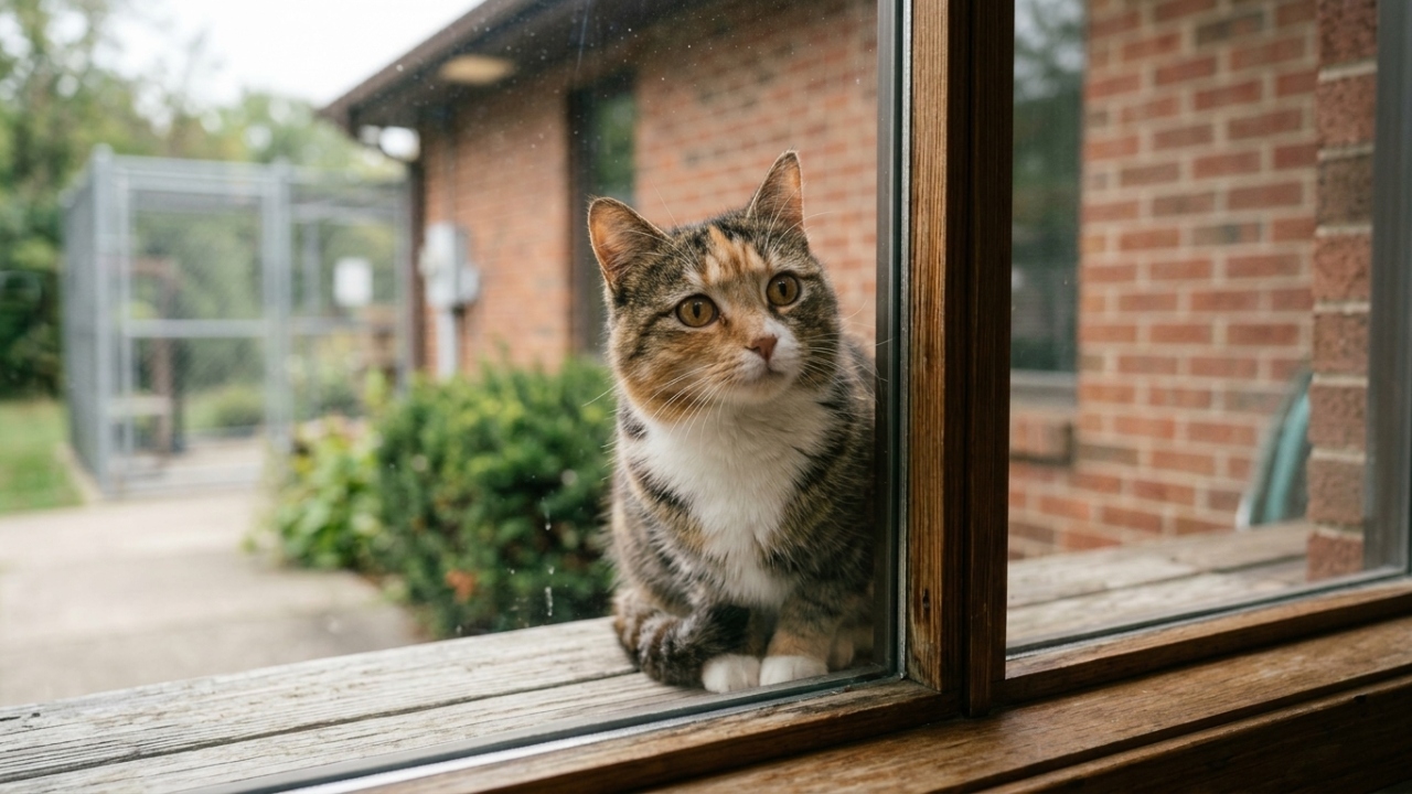 Gato de rua aparece todos os dias na janela pedindo adoção