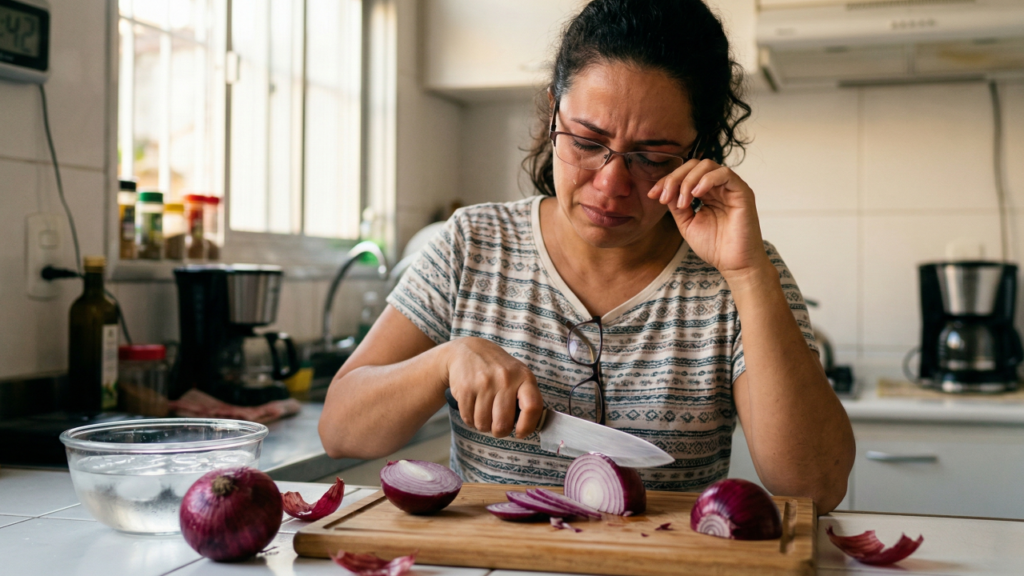 O truque simples que ajuda a cortar cebola sem chorar e muda o preparo desde os primeiros cortes