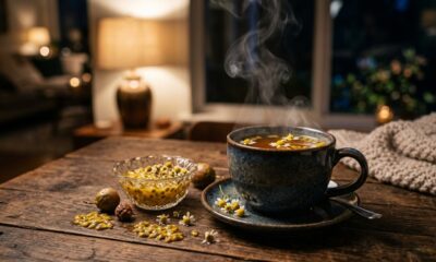 Maracujá com camomila juntos formam um chá calmante que pode ajudar a acalmar a mente no fim do dia