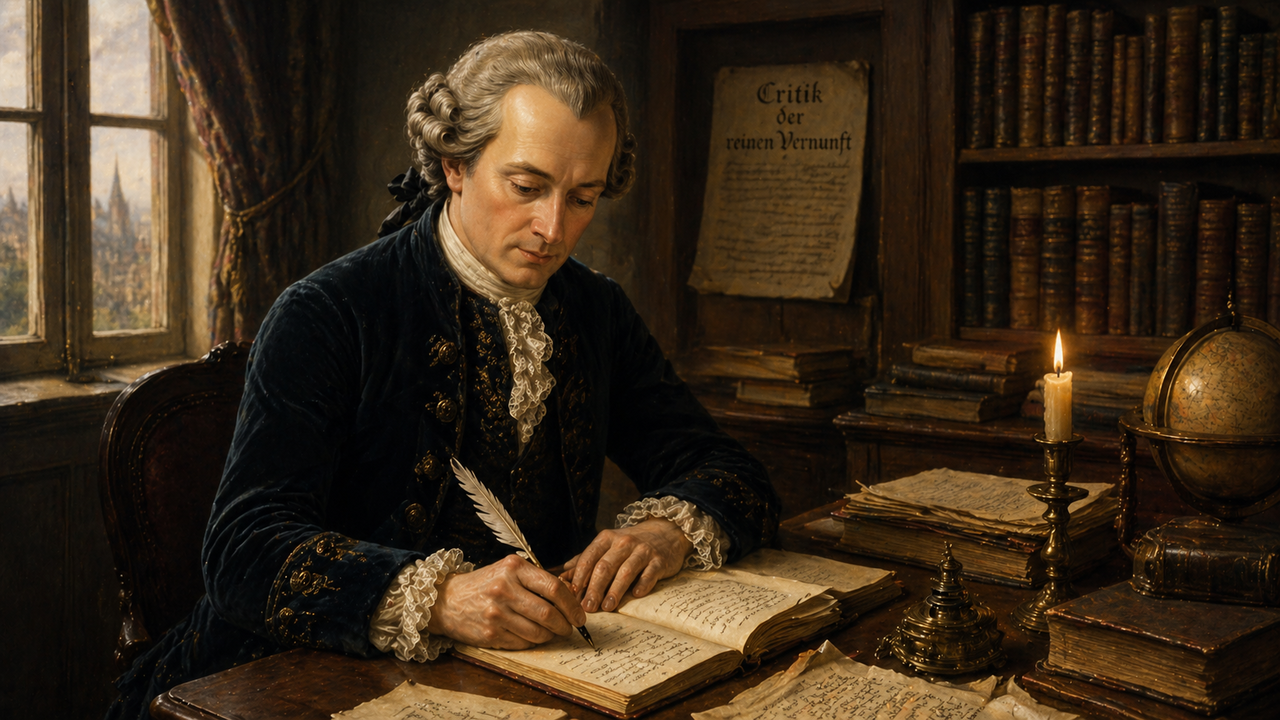 Citação de Immanuel Kant, filósofo alemão: "Se você castiga uma criança por ser travessa e a recompensa por ser boa, ela fará o bem apenas pela..." Por que a verdadeira moralidade não nasce do medo da punição nem da busca por vantagens