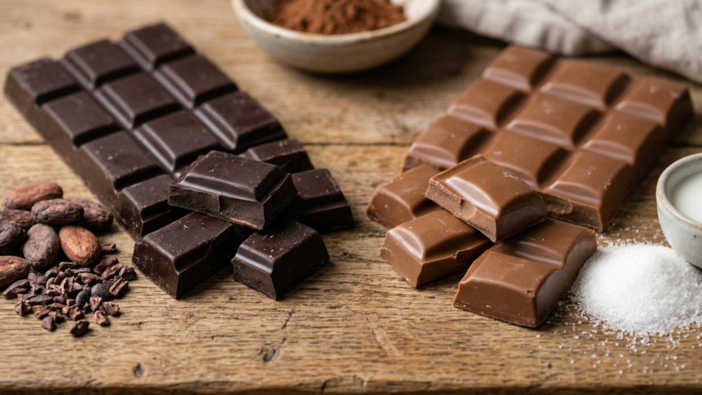 Chocolate amargo é saudável mesmo? O que realmente muda na composição e no efeito no corpo