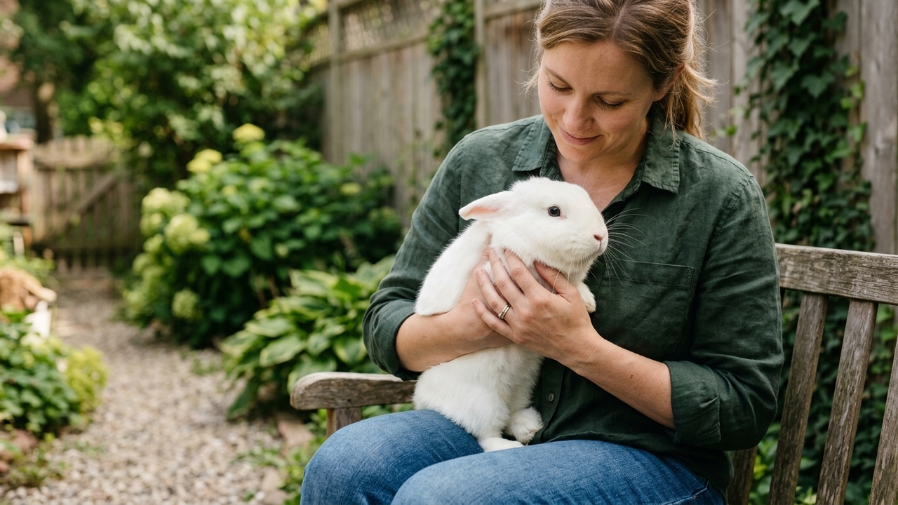Coelha que vive perdendo sua casa emociona ao abraçar quem a salvou