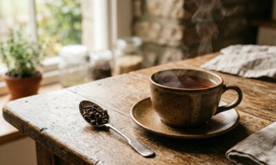 Rosa do deserto em vaso com várias flores abertas e galhos recém-podados com cortes visíveis, posicionada em área externa ensolarada