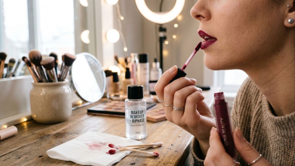 O truque inteligente com um cotonete para uma aplicação perfeita de batom nos lábios