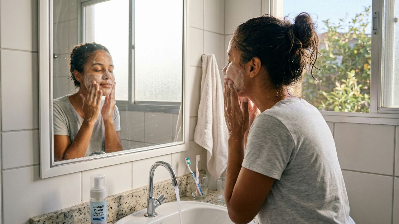 Como desinchar o rosto pela manhã com limpeza suave e compressa fria